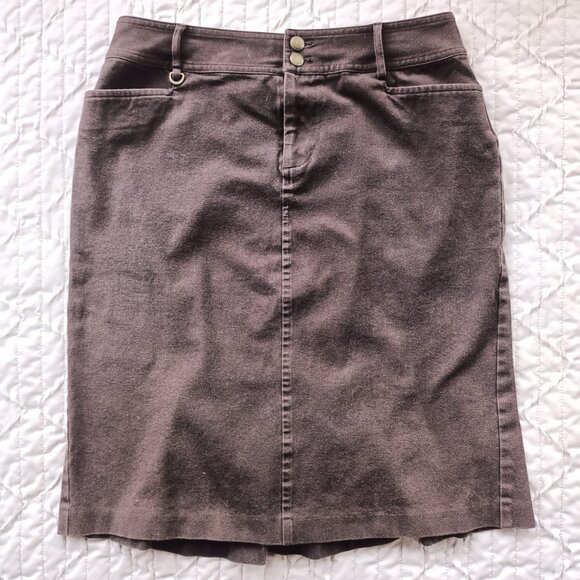 Chaps Brown Cotton Skirt - Size 6 - Stretch Fit - Picture 1 of 9